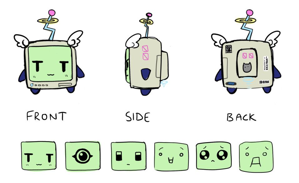 a little tv computer monitor guy with stubby little legs